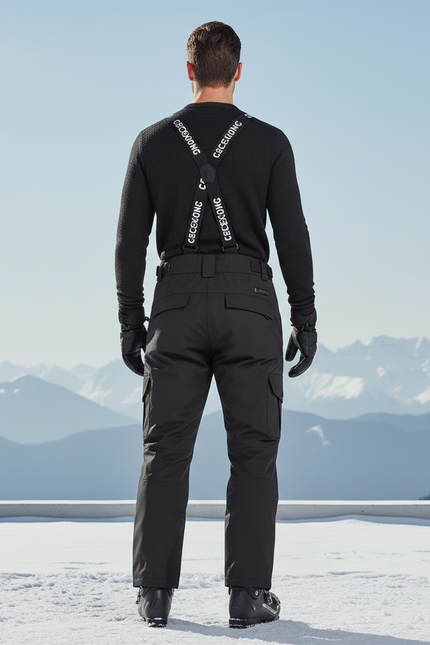 Pantalon De Ski Noir Imperméable Bretelles Homme - Polyester - vue 2