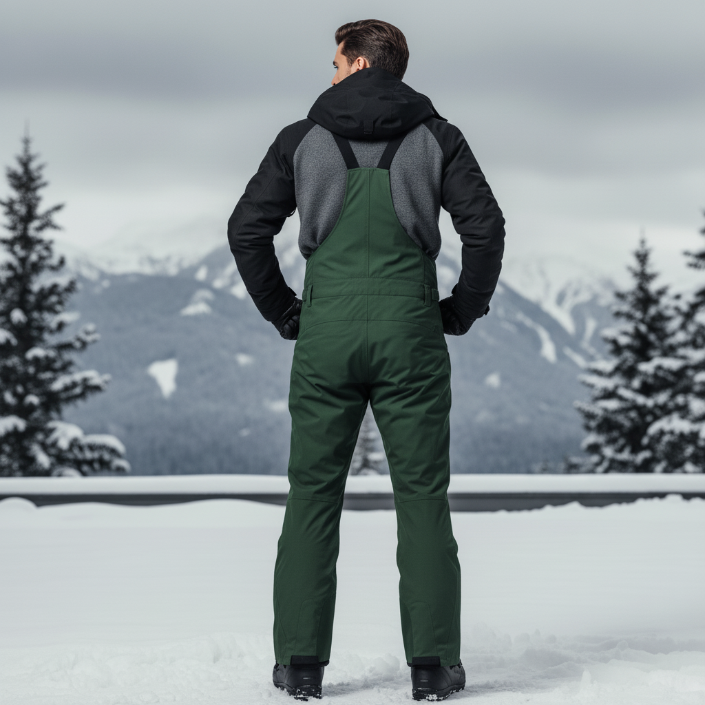 Pantalon De Ski Vert Bretelles Imperméable Homme Hiver - Polyester - vue 2