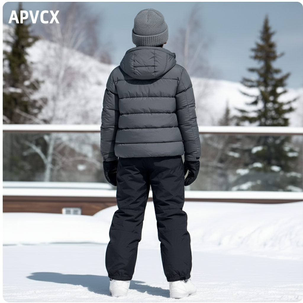 Pantalon De Ski Noir Imperméable Enfant Hiver Chaud - Polyester - vue 2