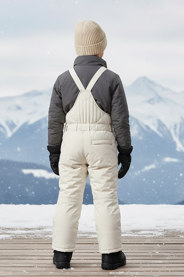 Pantalon De Ski Enfant Crème Matelassé Imperméable Hiver - Beige Polyester - vue 2