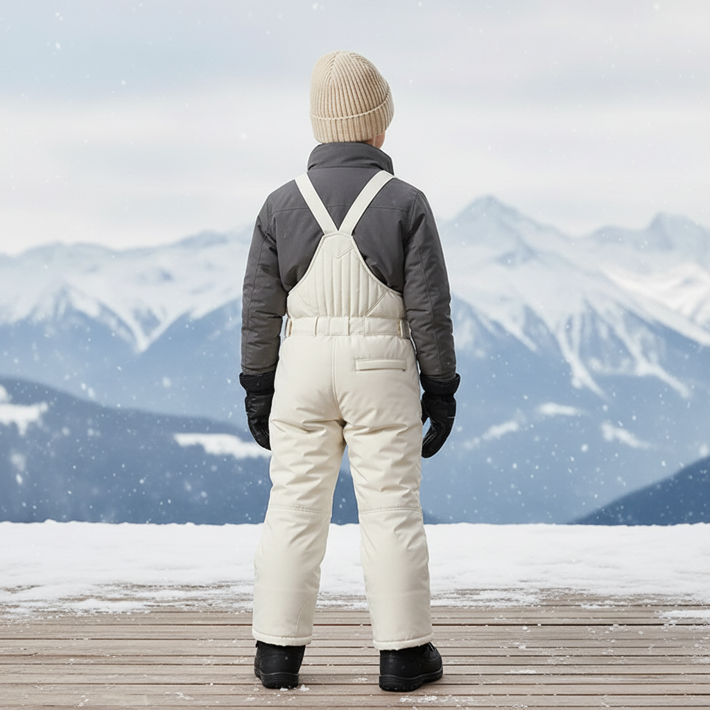 Pantalon De Ski Enfant Crème Matelassé Imperméable Hiver - Beige Polyester - vue 2