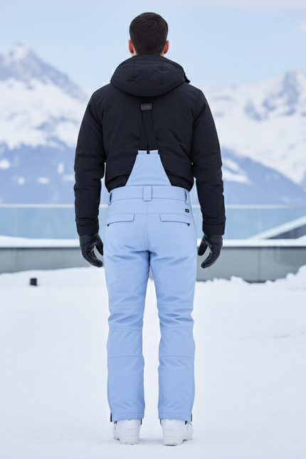 Pantalon De Ski Bleu Ciel Imperméable Bretelles Homme - Polyester - vue 2