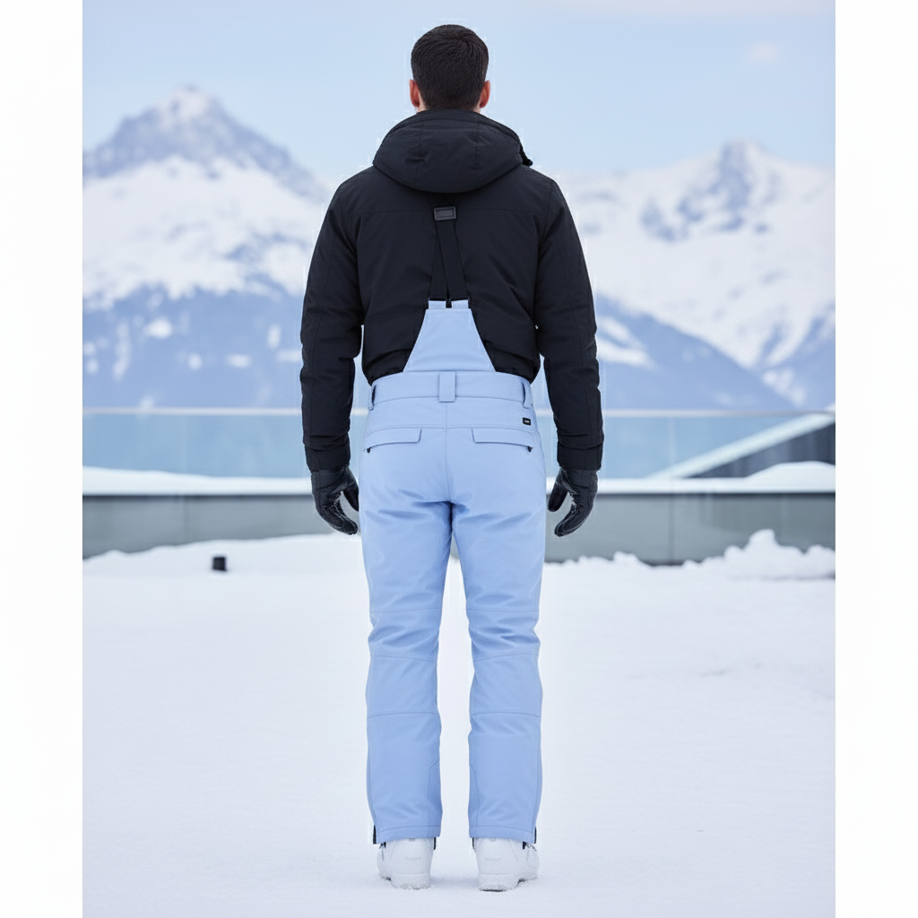 Pantalon De Ski Bleu Ciel Imperméable Bretelles Homme - Polyester - vue 2