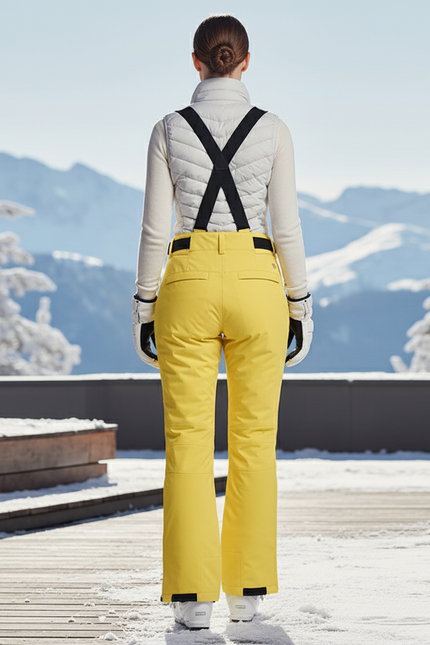 Pantalon De Ski Jaune Imperméable Bretelles Ajustables Femme - Polyester - vue 2