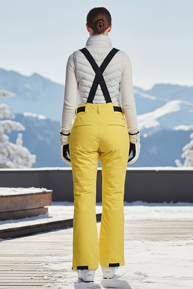 Pantalon De Ski Jaune Imperméable Bretelles Ajustables Femme - Polyester - vue 2