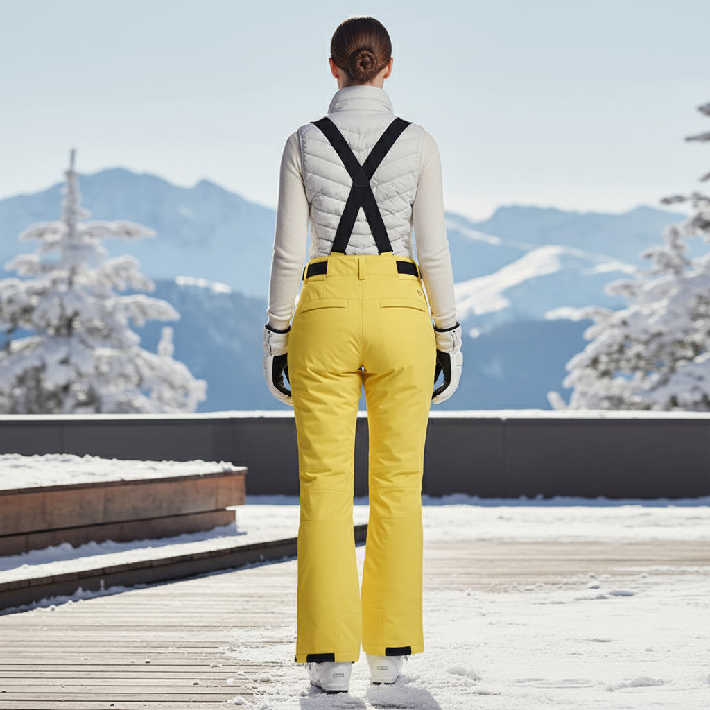 Pantalon De Ski Jaune Imperméable Bretelles Ajustables Femme - Polyester - vue 2