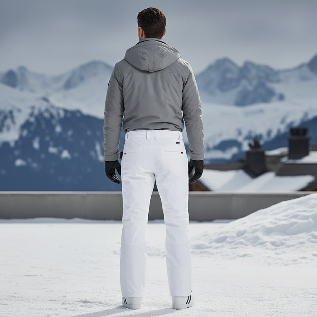 Pantalon De Ski Blanc Imperméable Bretelles Homme Hiver - Polyester - vue 2