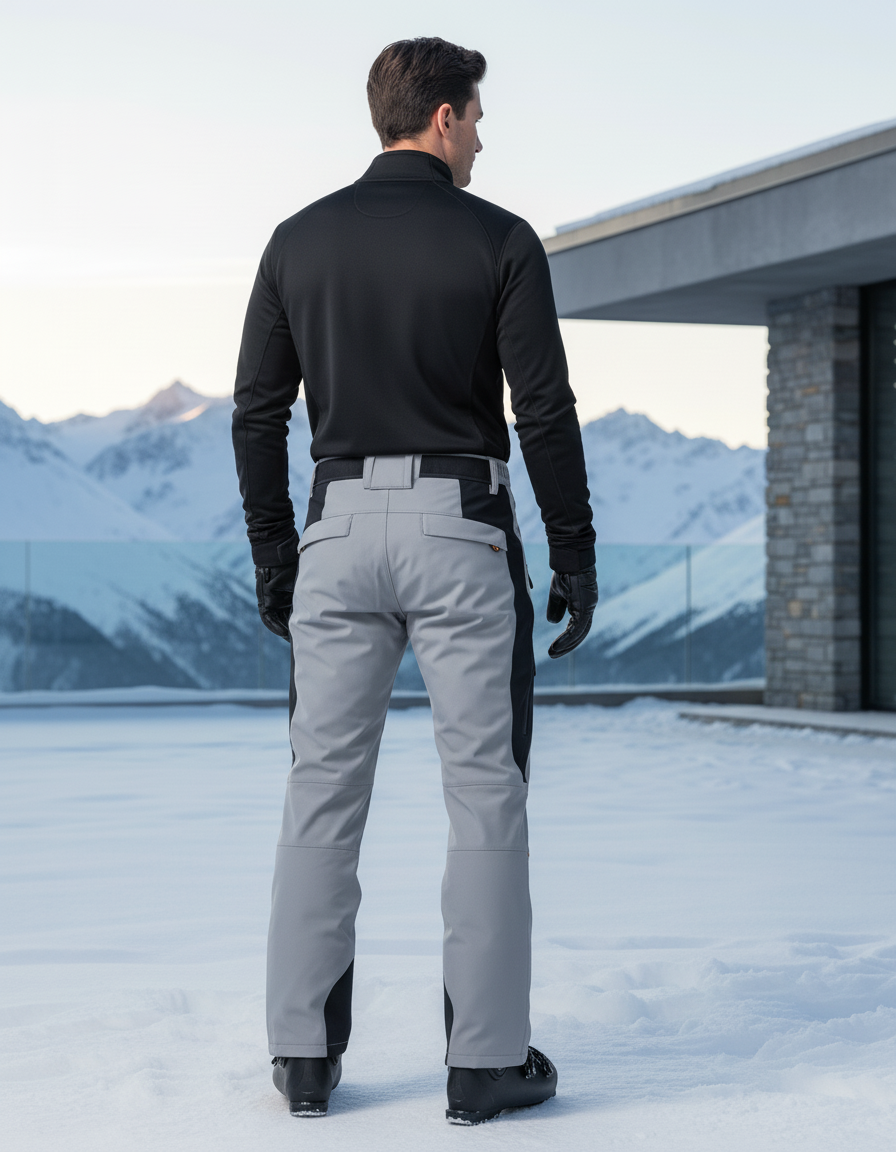 Pantalon De Ski Gris Noir Imperméable Thermique Homme - Polyester - vue 2
