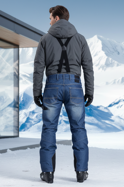 Pantalon De Ski Bleu Imperméable Bretelles Homme Hiver - Jean - vue 2