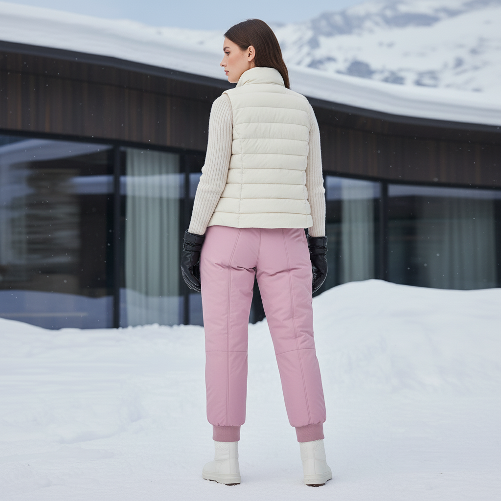 Pantalon De Ski Rose Pâle Imperméable Matelassé Femme - Polyester - vue 2