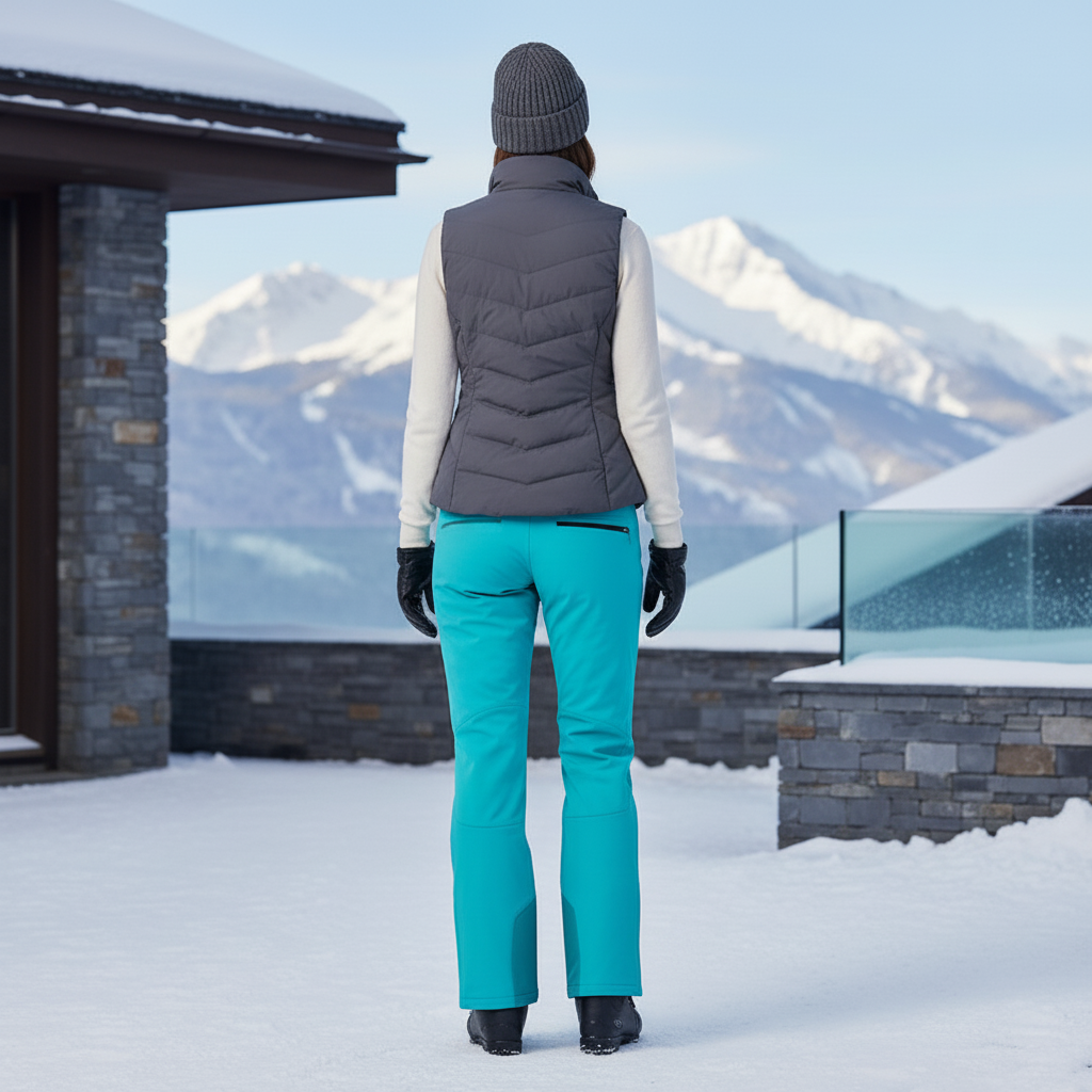 Pantalon De Ski Turquoise Droit Imperméable Femme Chaud - Bleu Polyester - vue 2