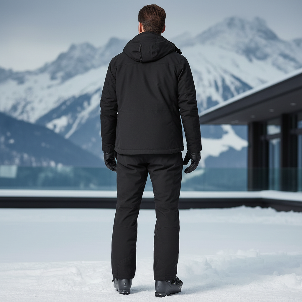 Pantalon De Ski Homme Noir Imperméable Chaud Coupe Droite - Polyester - vue 2
