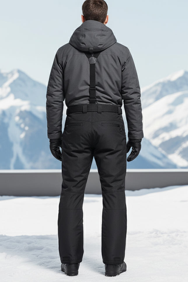 Pantalon De Ski Noir Thermique Imperméable Bretelles Homme - Polyester - vue 2