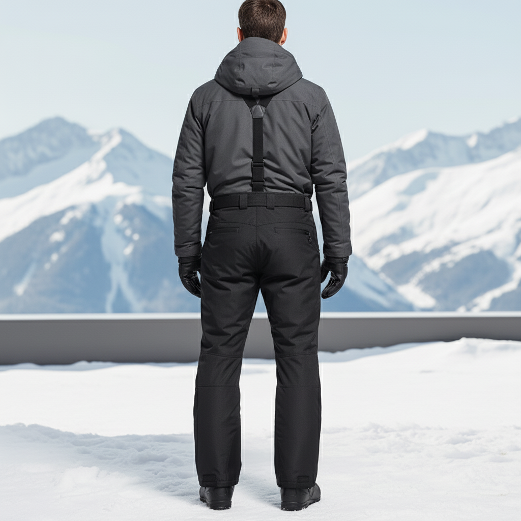 Pantalon De Ski Noir Thermique Imperméable Bretelles Homme - Polyester - vue 2
