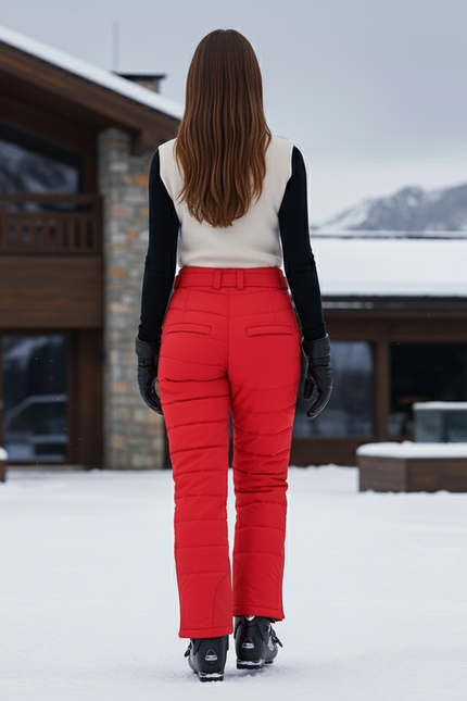 Pantalon De Ski Rouge Matelassé Imperméable Femme Hiver - Polyester - vue 2