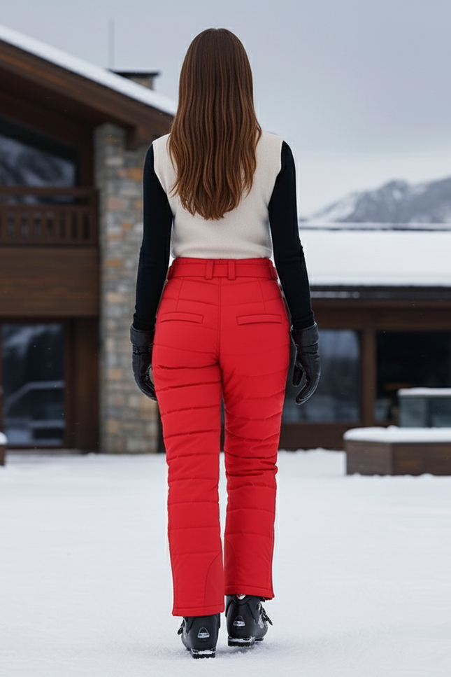 Pantalon De Ski Rouge Matelassé Imperméable Femme Hiver - Polyester - vue 2