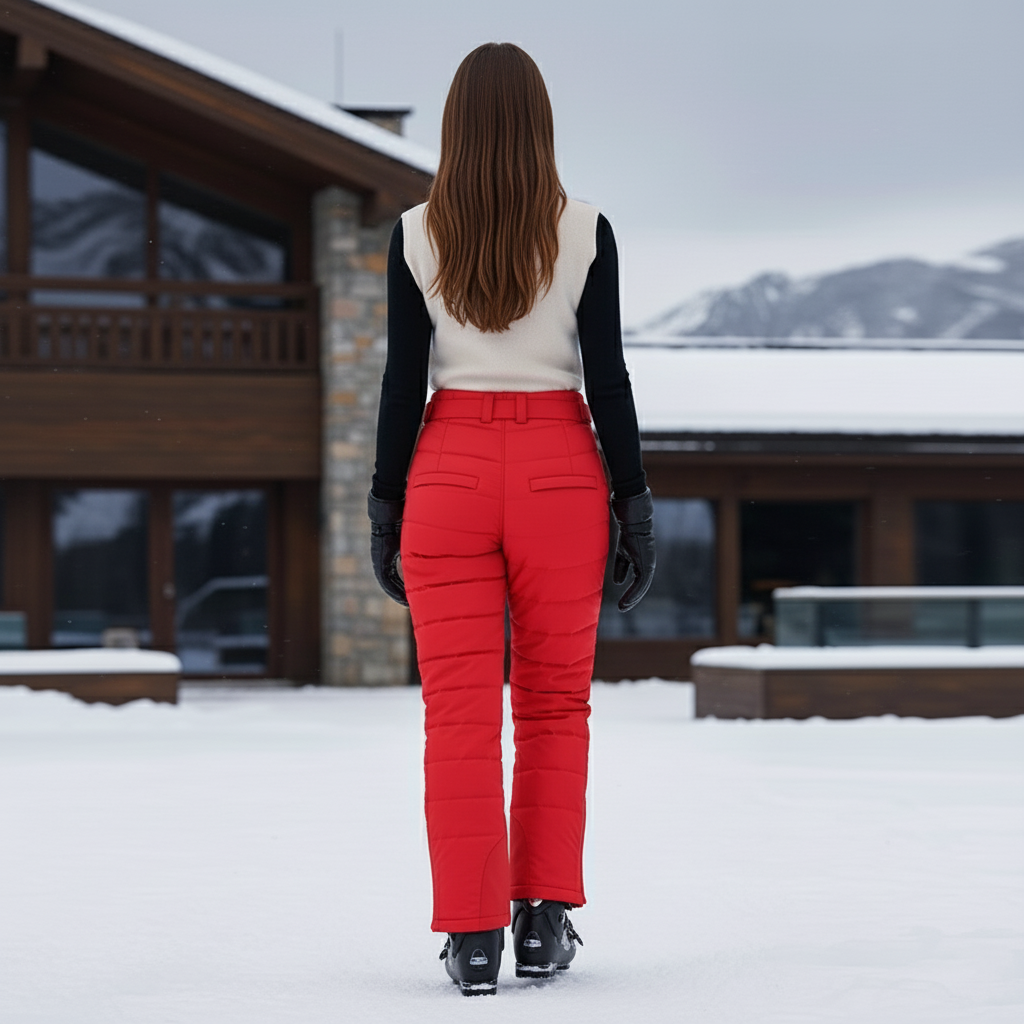 Pantalon De Ski Rouge Matelassé Imperméable Femme Hiver - Polyester - vue 2