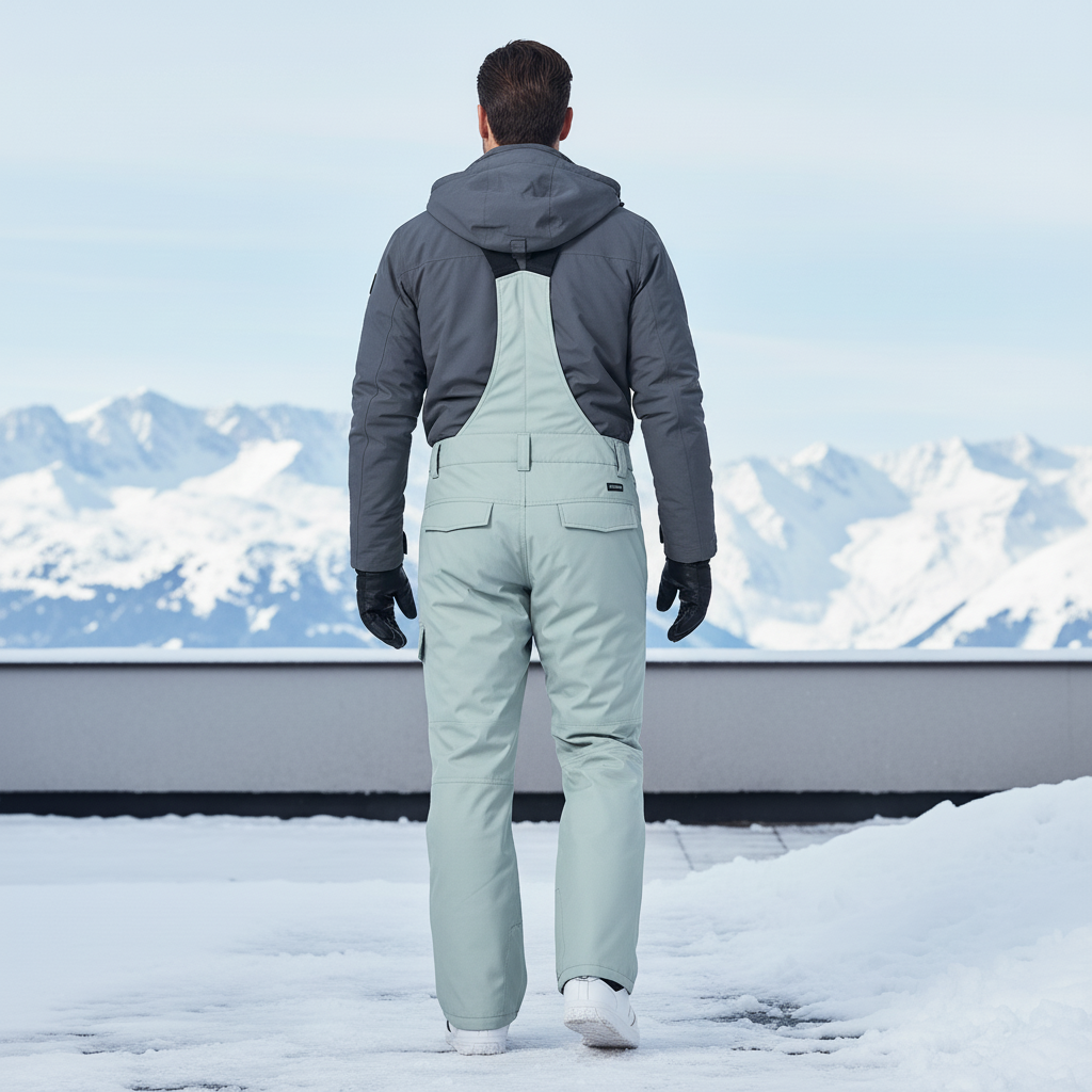 Pantalon De Ski Vert D'Eau Imperméable Bretelles Ample - Polyester - vue 2