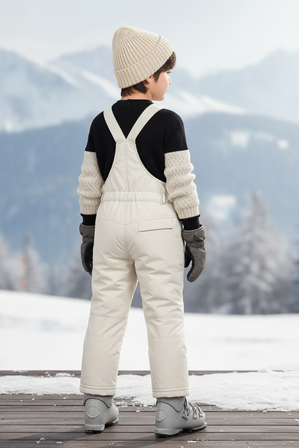 Pantalon De Ski Enfant Crème Matelassé Salopette Hiver - Beige Polyester - vue 2