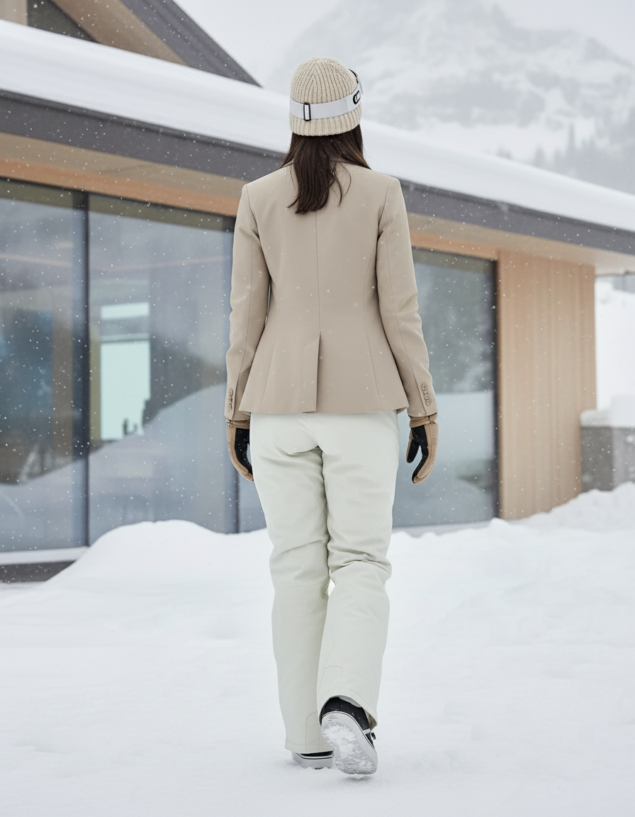 Pantalon De Ski Crème Imperméable Droit Unisexe Hardshell - Beige Polyester - vue 2