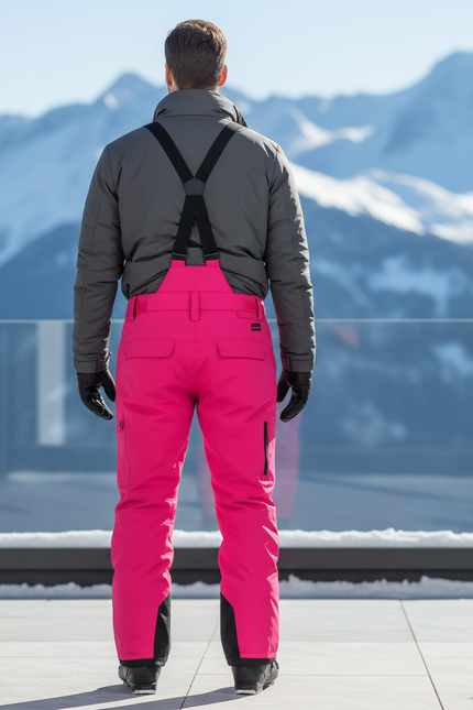 Pantalon De Ski Rose Vif Salopette Imperméable Homme - Polyester - vue 2