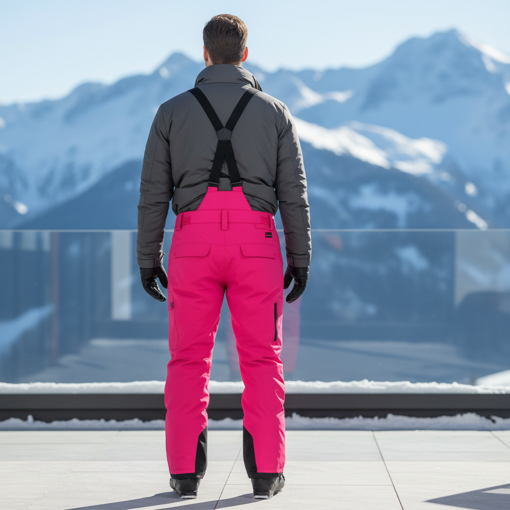 Pantalon De Ski Rose Vif Salopette Imperméable Homme - Polyester - vue 2