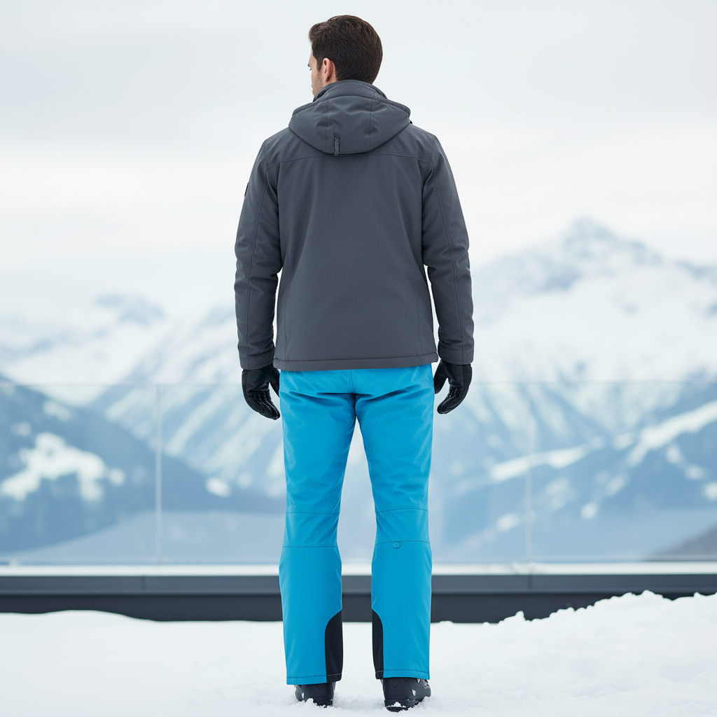 Pantalon De Ski Bleu Turquoise Imperméable Homme Coupe Droite - Polyester - vue 2