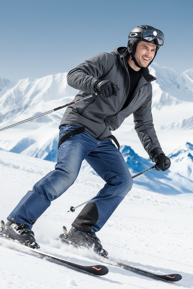 Pantalon De Ski Bleu Imperméable Bretelles Homme Hiver - Jean - vue 3