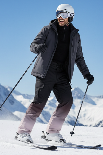 Pantalon De Ski Dégradé Noir Rose Imperméable Cargo Homme - Multicolore Polyester - vue 3