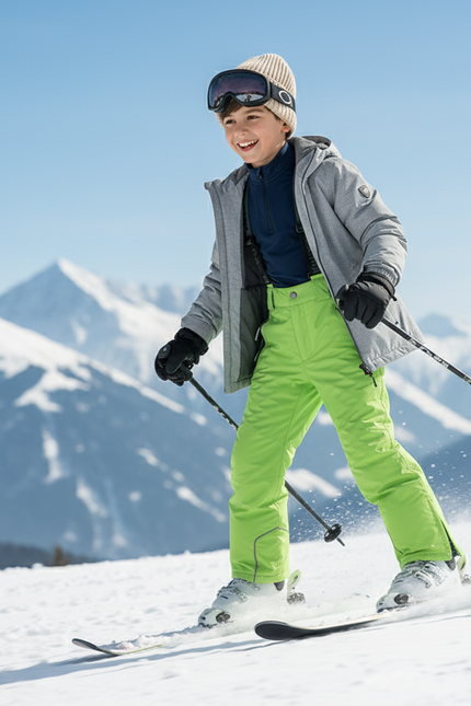 Pantalon De Ski Vert Fluorescent Imperméable Bretelles Enfant - Polyester - vue 3