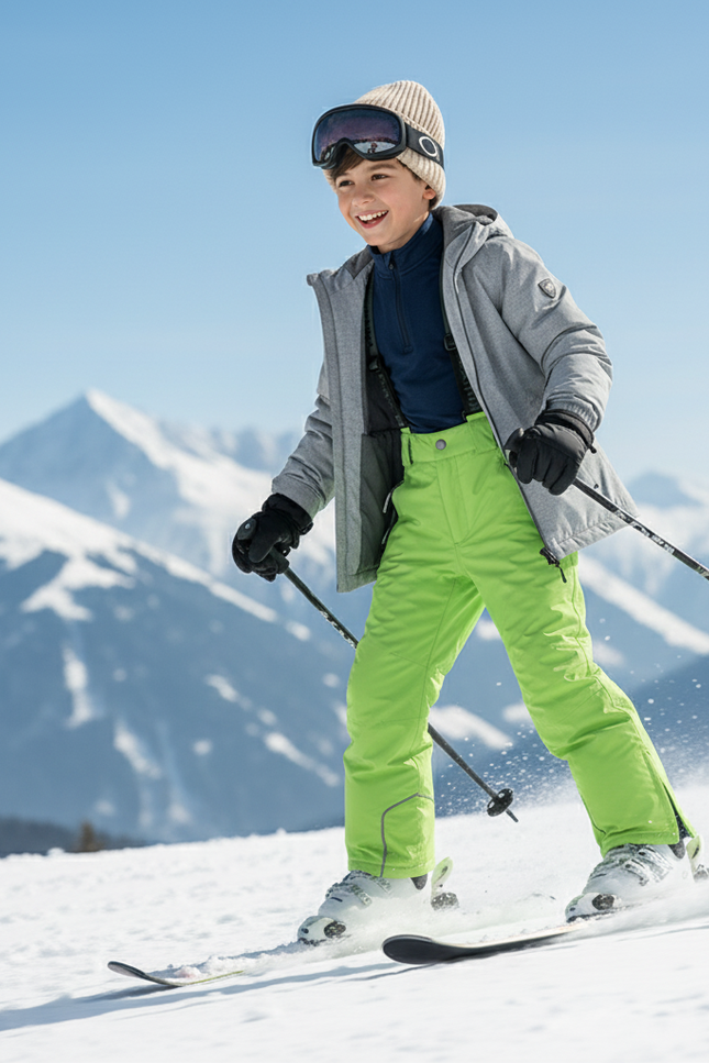 Pantalon De Ski Vert Fluorescent Imperméable Bretelles Enfant - Polyester - vue 3