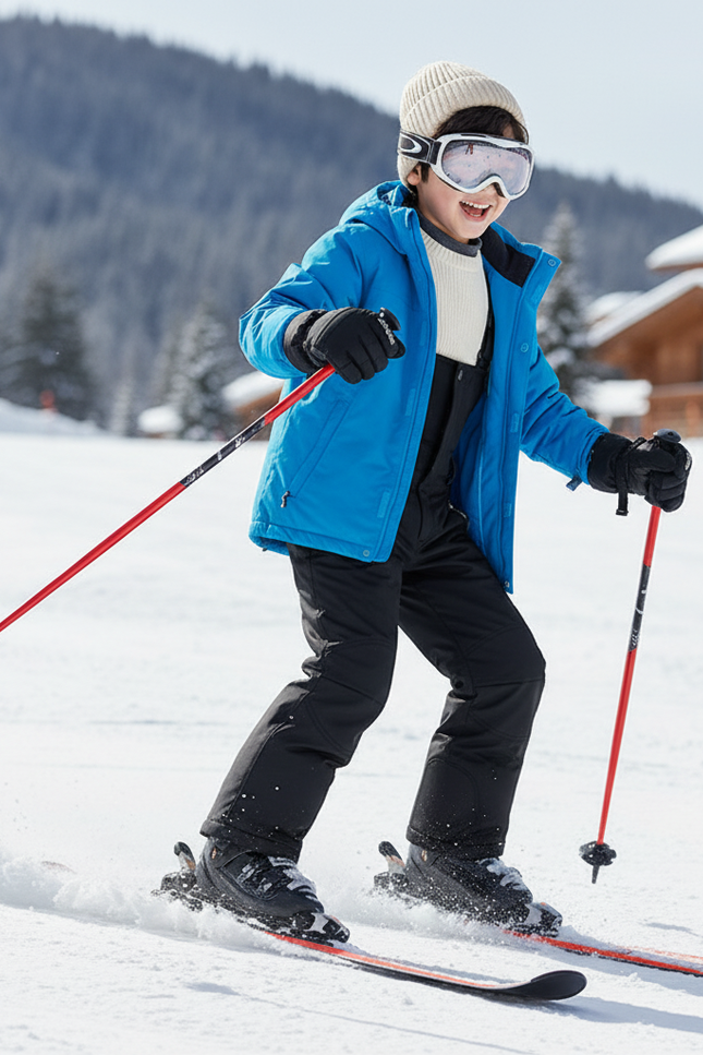 Pantalon De Ski Noir Enfant Bretelles Imperméable Matelassé - Polyester - vue 3