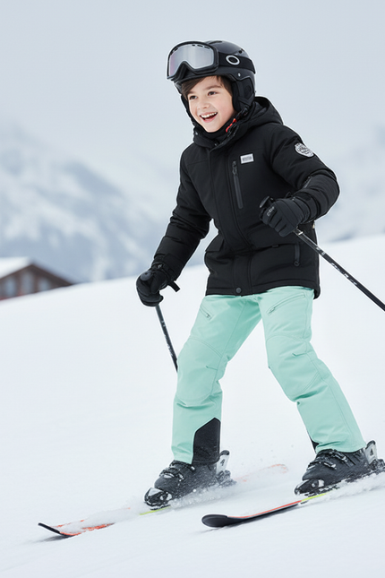 Pantalon De Ski Enfant Turquoise Imperméable Chaud Hiver - Bleu Polyester - vue 3