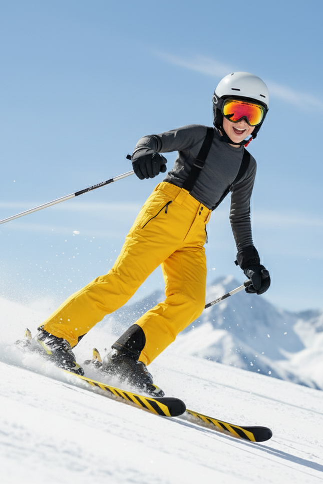 Pantalon De Ski Jaune Enfant Bretelles Imperméable Chaud - Polyester - vue 3