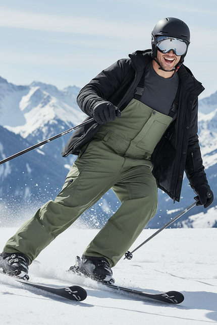Pantalon De Ski Kaki Ample Bretelles Cargo Homme - Polyester - vue 3