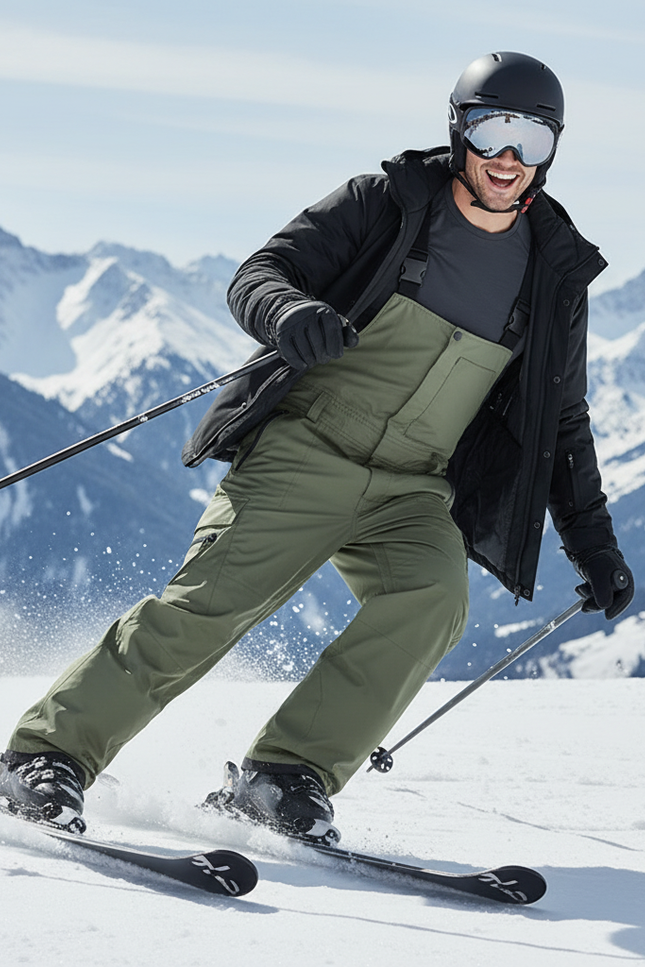 Pantalon De Ski Kaki Ample Bretelles Cargo Homme - Polyester - vue 3