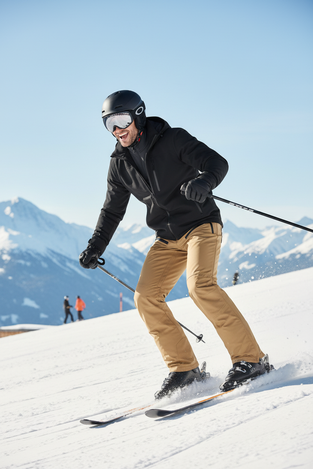 Pantalon De Ski Homme Kaki Imperméable Randonnée Hiver - Beige Polyester - vue 3