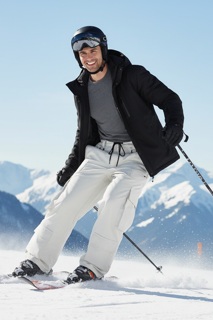 Pantalon De Ski Blanc Cassé Cargo Ample Imperméable - Polyester - vue 3