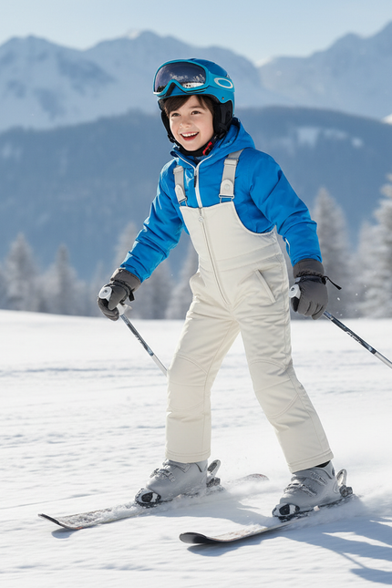 Pantalon De Ski Enfant Crème Matelassé Salopette Hiver - Beige Polyester - vue 3