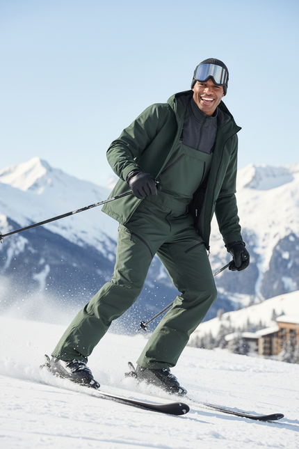 Pantalon De Ski Vert Foncé Imperméable Bretelles Homme - Polyester - vue 3