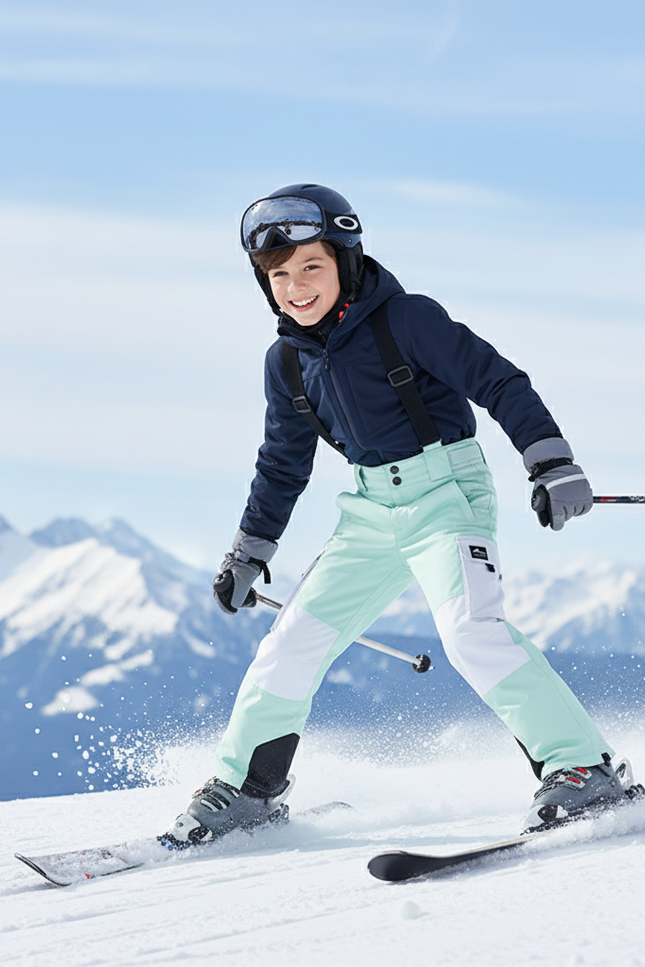Pantalon De Ski Enfant Vert Menthe Bicolore Bretelles Imperméable - Polyester - vue 3