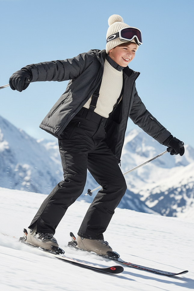 Pantalon De Ski Noir Enfant Salopette Imperméable Unisexe - Polyester - vue 3