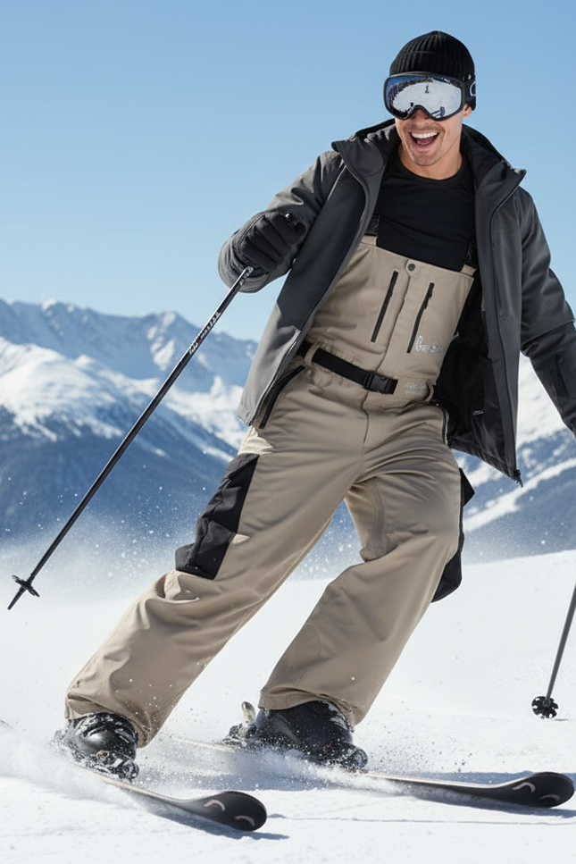 Pantalon De Ski Beige Ample Imperméable Bretelles Homme - Polyester - vue 3