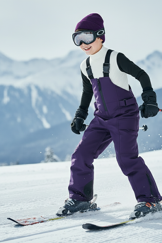 Pantalon De Ski Violet Enfant Bretelles Imperméable Matelassé - Polyester - vue 3