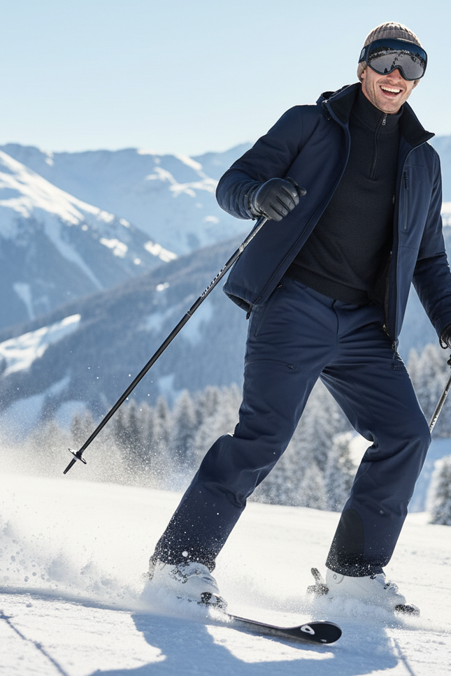 Pantalon De Ski Bleu Marine Imperméable Coupe Droite Homme - Polyester - vue 3