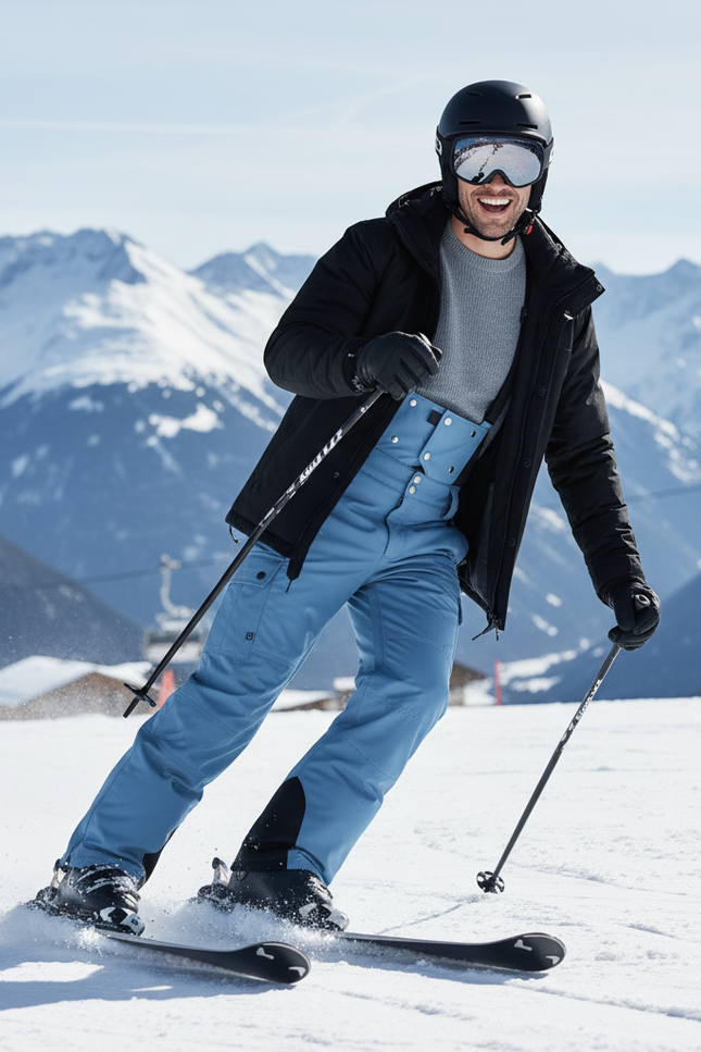 Pantalon De Ski Salopette Bleu Imperméable Chaud Homme - Polyester - vue 3