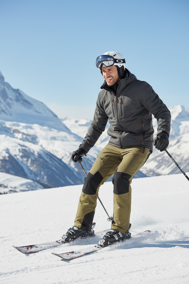 Pantalon De Ski Homme Kaki Imperméable Thermique Coupe Droite - Polyester - vue 3