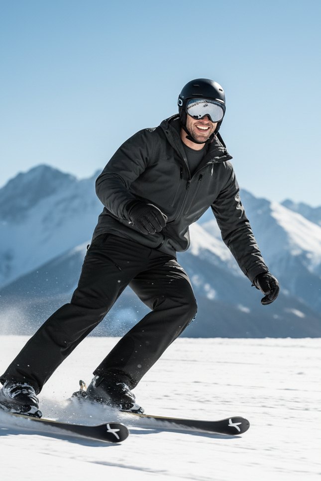Pantalon De Ski Noir Imperméable, Coupe Droite, Sport, Hiver - Polyester - vue 3