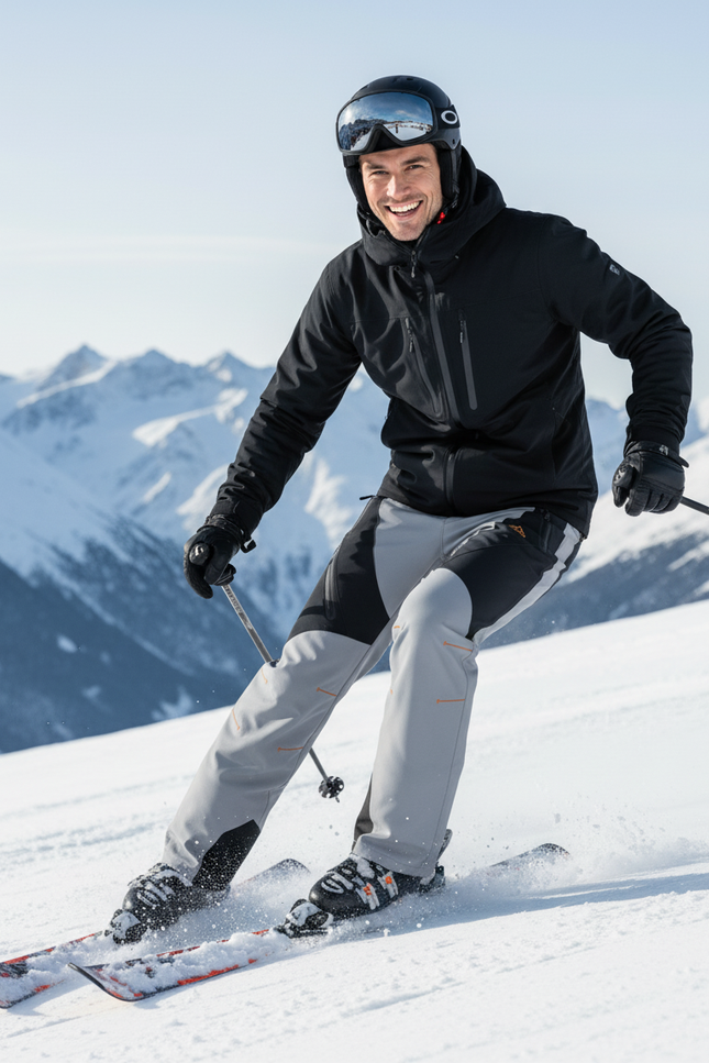 Pantalon De Ski Gris Noir Imperméable Thermique Homme - Polyester - vue 3