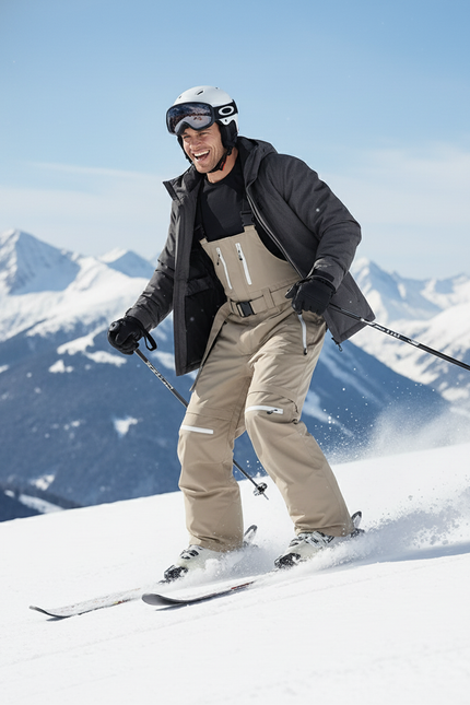 Pantalon De Ski Beige Cargo Ample Bretelles Homme - Polyester - vue 3